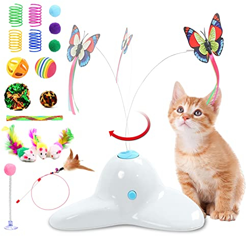18 PCS Interaktives Automatisches Schmetterling Katzenspielzeug Mit Kätzchen Spielbälle für Hauskatzen Erwachsene - 18 Pack Geschenk