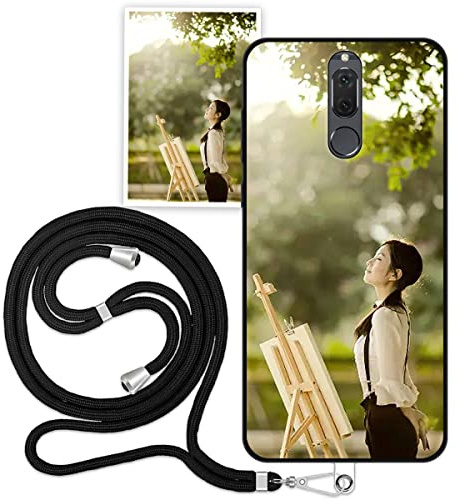 Sunrive Personalisierte Hülle kompatibel mit Huawei Mate 10 lite Silikon, matt Handyhülle Benutzerdefiniert Weicher Etui mit Eigenem Foto Bild Text Individuelle + 1 x Universale Handykette