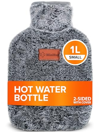 HeatHug Small Hot Water Bottle - with Cover UK Endometriosis Period Pain Relief Super Soft Cover and 1L Hot Water Bottle Double Sided for Back Pain Relief