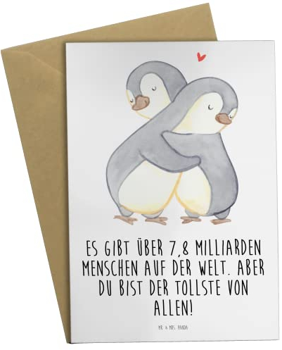 Mr. & Mrs. Panda Grußkarte Pinguine Kuscheln - Geschenk, Hocheitstag, Hochzeitskarte, Liebesgeschenk, für Männer, Freund, Klappkarte, Verlobung,