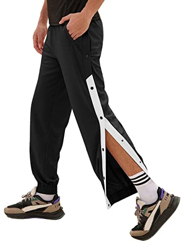 NLAVW Pantalon de survêtement Post-Chirurgie pour Homme, Pantalon à Bouton-Pression latéral Fonctionnel pour Fracture, amputé, Facile à Enfiler
