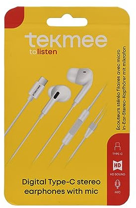 TEKMEE Kopfhörer, USB C, kabelgebunden, Typ C, HiFi Stereo Intra Ear mit Mikrofon für Samsung Galaxy S22 S21 S20 Ultra Z Flip 3 A53 Google Pixel 6 Xiaomi Mi 12 Redmi Huawei P30 OnePlus