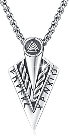 MEDWISE Pfeil Keltischer Kette 925 Sterling Silber Wikinger Kette Keltische Pfeilspitze Kette Runen Wikinger Pfeil Schmuck für Herren Männer Jungen Sohn Damen Teenager Geschenke 20+2'' Edelstahlkette