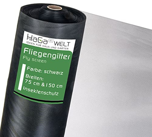 HaGa Fliegengitter 150cm Breite x 5m Länge – Insektenschutz Fenster – Reißfest, UV-beständig, Zuschneidbar 100% PES – Moskitonetz & Mückenschutz – Fliegennetz