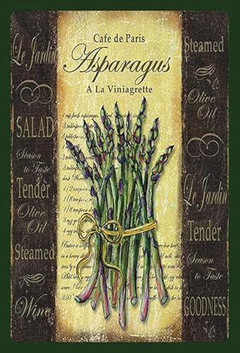 mrdeco Metall Schild 20x30cm gewölbt Cafe de Paris Asparagus Spargel Deko Blechschild Tin Sign
