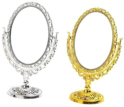 Veemoon 1stk Spiegel Mit Beleuchtung Retro Schreibtischspiegel Vintage Schminkspiegel Wandspiegel Reise Make-up Spiegel Rustikaler Spiegel Bodenspiegel Kosmetik Halterung Vertikal Reisen