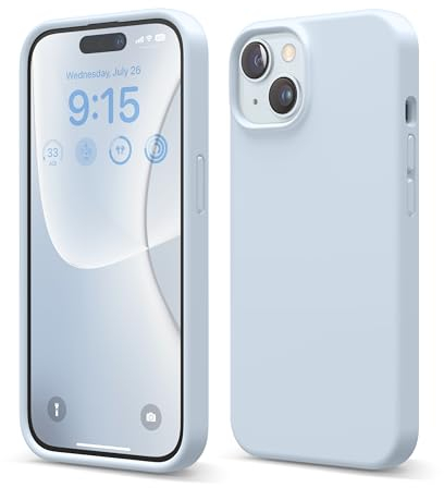 elago Flüssig Silikon Case Kompatibel mit iPhone 15 Hülle, Premium Silikon Handyhülle, Ganzkörper Schutzhülle [4 Lagige Stoßfeste Struktur], Kratzfestes Weiches Mikrofaserfutter (Hellblau)