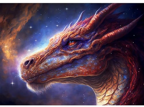 AIRDEA DIY Drache Diamond Painting Set Erwachsene Kinder, Sternenhimmel Diamant Painting Bilder 5D Fantasie Diamant Kunst Diamant Malerei Set Cross Stickerei Malerei Kits für Heimdekor 30x40 cm