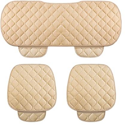 CGEAMDY Universal-Autositzbezug, Sitzkissen, aus Plüsch, rutschfest, für Stuhl, weich, atmungsaktiv, Sitzkissen für die meisten Autos, SUVs (Beige1)
