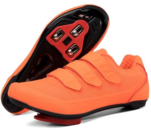 Professionale Bike Sneaker MTB Road Dirt Speed Cycling Sneaker Bicycle Cleat Shoes for Man Woman Bike Racing Footwear,Arancia,46