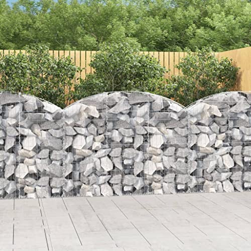HIGSOSE 150x30x100/120 cm Panier de Gabions Arqué Fer Galvanisé Gabion Wall Pierre Pour Gabion Cages en Gabion Barrière en Gabion Gabion Jardiniere Mur en Gabion Barriere Jardin