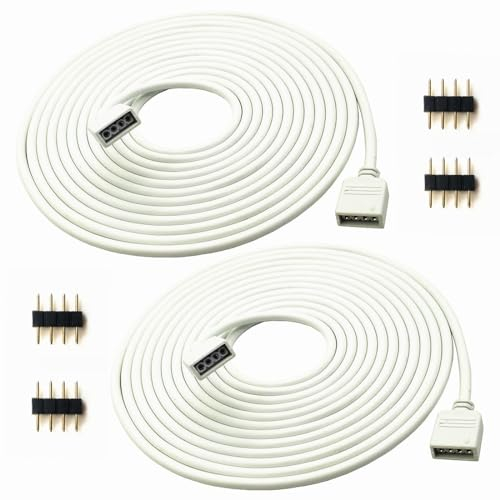 WZCJHZH 2pcs weißes 4 pin RGB LED Lichtstreifen Verlängerungskabel vierpolig 3528 5050 LED Lichtstreifen Verbindungskabel 4-polig LED Controller Stecker Kabel (3m)