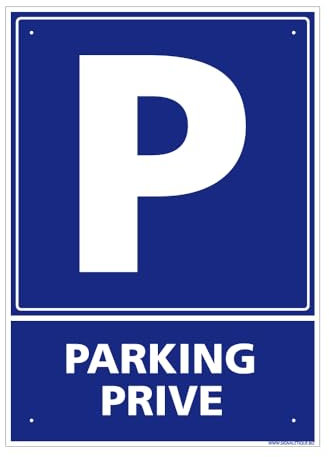 Panneau Parking Privé Pvc 1 Mm - 150 X 210 Mm Signalisation Rectangulaire Prépercée Avec Kit De Fixation Fabrication Française