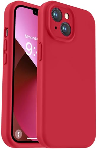 Vooii Compatible with iPhone 13 Case, Liquid Silicone Upgrade [Camera Protection] [Fit for Battery Charger Cases] Shockproof Phone Case for iPhone 13 6.1 inch - Red