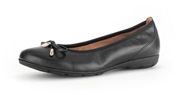 Gabor Damen Klassische Ballerinas, Frauen Flats,Ballerina-Schuhe,Ballett-Schuhe,Ballet-Flats,Ausgehschuhe,schwarz (Gold),38 EU / 5 UK