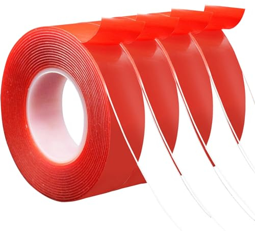 Doppelseitiges Klebeband 4 BäNde Rollen Nano Double Sided Tape Extra Stark Transparent Spurlos Abnehmbar Und Wiederverwendbar Doppelseitiges Klebeband FüR Basteln Scrapbooking Und Mehr