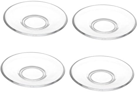 VINTORKY 4pcs Round Glass Saucers Small Snack Plates Dessert Dishes for Coffee Tea Party