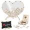 Yowmina Wedding Guest Book Alternative, Wooden Heart Wedding Guest Book with 100 Wooden Heart, Wooden Storage Box and Small Blackboard, Personalised Rustic Wedding Decorations (Heart)