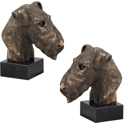 Art-Dog Dog Marmor Statue - Unique Edition ArtDog Collection - Handmade Cold Cast Bronze Sculpture for Dog Lovers Indoor- Dog Figurine - Statue Airedale Terrier