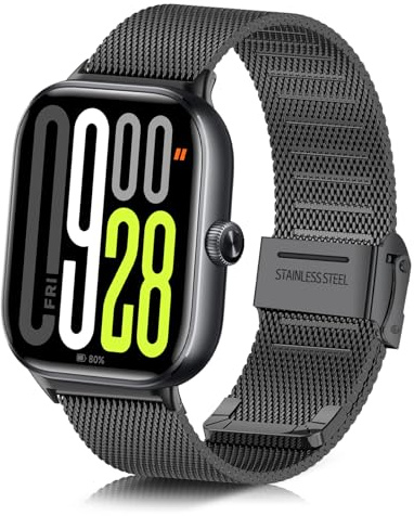 ToVioc Armband Metall für Xiaomi Redmi Watch 6 Active/6 Lite/6/5/4 | Herren Damen Mesh Gewebte Edelstahl Uhrenarmband Ersatzband für Xiaomi Smart Band 10 Pro/9 Pro/8 Pro - Schwarz