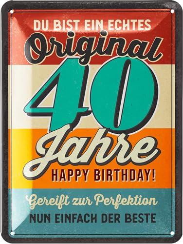 LANOLU Blechschild 40 Schild Geburtstag - 40er Schild ORIGINAL - Deko 40 Geburtstag Mann, 40 Geburtstag Deko, lustiges Geburtstagsschild 30 als Geburtstagskarte 40 - Metallschild 15x20cm