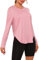 Terecey Damen Sport Langarmshirt Sommer UPF 50+ Sportshirt Atmungsaktiv Longsleeve Sonnenschutz Shirt Schnelltrocknend Locker Funktionsshirt für Fitness Yoga Training Rosa-L
