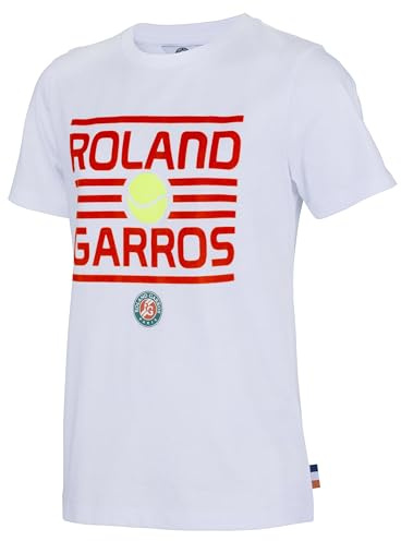 RG ROLAND GARROS T-Shirt, offizielle Kollektion – Tennis, Herren & Kinder, Weiß, Kurzarm, 10 Jahre (EU), Crew-Ausschnitt, Reguläre Passform