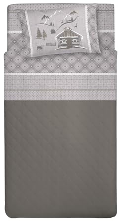 PENSIERI DELICATI Bettwäsche-Set für Einzelbett, 100% Baumwolle, Bettwäsche-Set für Einzelbett, 90 x 200 cm, inklusive Spannbettlaken, Bettlaken und 1 Kissenbezug, hergestellt in Italien, Muster