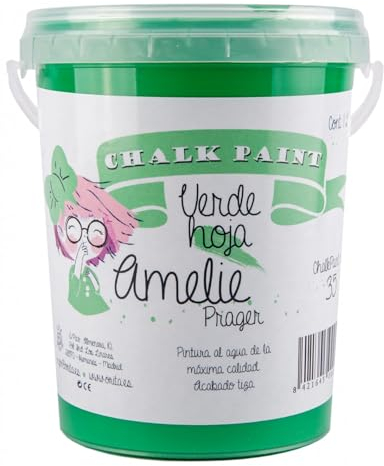 IberNorma Amelie Prager 1 Litro Pintura a la Tiza para muebles, Chalk paint para decoración y manualidades en madera 1L (35 Verde Hoja)