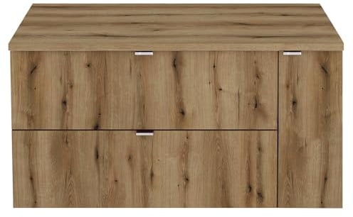 Lomadox Badezimmer Waschtisch 100cm, Eiche, geringe Tiefe (40cm)