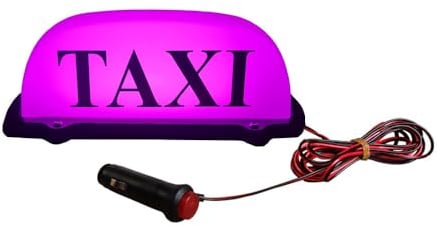 VILIERY 12V Taxischild, magnetisches wasserdichtes Taxi-Dach-Beleuchtungsschild, Taxischild LED-Licht mit versiegelter Basis und 3 Metern Stromkabel, weißes Gehäuse Taxischild-Licht (ROSA)