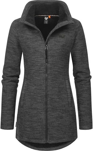 Ragwear Damen weiche Strickjacke Übergangsjacke mit Teddy-fleece Miram Melange YOUMODO Dark Grey Gr. XL