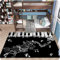 YANGECHEN Music Carpet Black Piano Key Rug Rectangle Area Rugs for Bedroom Bedside Living Room Non-Slip Floor Mat 80X150Cm