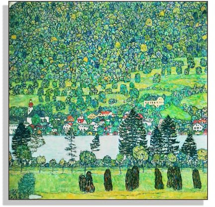 CHJQIERX Gustav Klimt Leinwand-Kunstdruck, Motiv: Berghang bei Unterach, Jugendstil, Art-Deco, Naturlandschaft, Ölgemälde, geeignet für Zuhause, Büro, Bauernhaus, Wanddekoration, ungerahmt