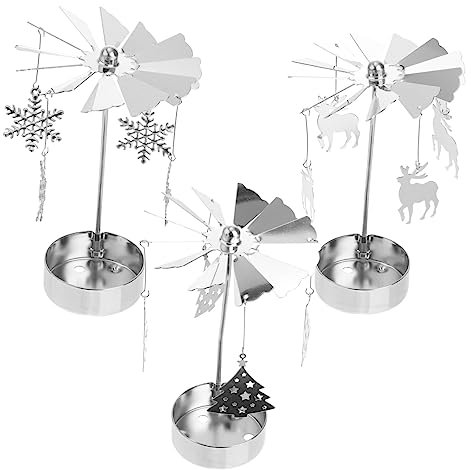OSOLADY 3stücke Teiliges Rotierendes Kerzenhalter Metall Für Teelichter Romantischer Tischdekor Mit Schneeflocken-Design Für Weihnachten Und Besondere Anlässe