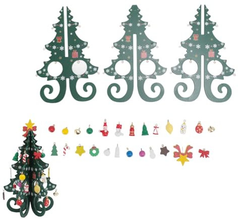 Mini albero di Natale 2 pezzi, alberi di Natale in legno Ornamenti per alberi di Natale Albero di Natale in legno da tavolo per feste natalizie