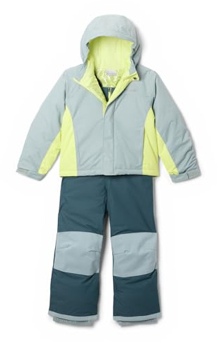 Columbia Youth Buga 3 Set, Snowsuit Ski Jacket and Pants Set, Crushed Blue/Neon Light/Everblue, X-Large