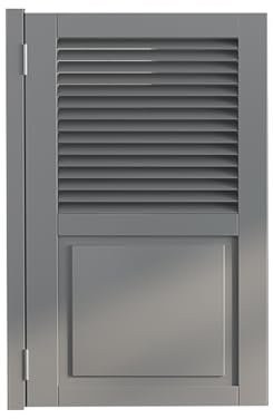 Puerta oscilante gris con listones para cocina, entrada, cierre automático, bisagras de puerta de división interior, 50 x 80 cm