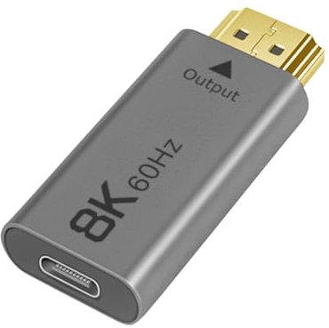 HTGuoji 8K USB C to HDMI 2.1 Adapter, USB-C Female to HDMI Male Converter, 8K@60Hz, 4K@120Hz, 2K@240Hz, HDR, Type C Thunderbolt 3/4 Compatible for Tablet & Phone & Laptop 1pcs