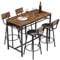 Aptliton Bar Table Set Breakfast Bar Stools Bar Table and Stools with PU Upholstered with Backrest and Footrests Breakfast Bar Table with Chairs Industrial Steel Frame, for Restaurant, Living Room