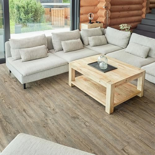 Self Adhesive Floor Planks - 10 Planks Pack Covering 14.96 sqft / 1.39sqm | Each Stick On Tile Plank Measures 5.9x35.9in (91.4x15.2cm) | Peel and Stick Vinyl Flooring |Darker Bown Oak