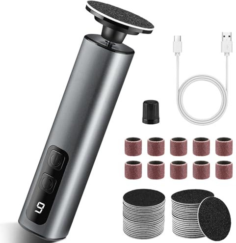 Rechargeable Foot File Callus Remover, Cordless Foot Sander Pedicure Tools with 50 Sandpaper Discs, Hard Skin Remover for Dry Dead Skin Cracked Heels Calluses