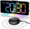 Lauter Vibrationswecker für Tiefschläfer,Hörgeschädigte,Gehörlose, RGB LED Wecker Digital mit Bettrüttler&Woche für Kinder Senioren Schlafzimmer,2 Alarme,8-Farbiges Großes Display,Nachtlicht,4 Dimmers