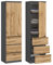 KUBUTKU Mehrzweckschrank mit 3 Schubladen 3 Fächern und Türen Haushaltsschrank Kleiderschrank Büroschrank 180,5x50x40 cm (Grafit/Eiche Wotan)
