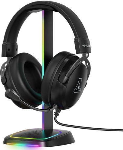 The G-Lab K-Stand Néon RGB – Support Casque Gamer avec Éclairage LED | Porte Casque Rétroéclairé avec Bouton on/Off et Sélection de Couleur | Accessoire Gaming pour Bureau & Cadeau Gaming idéal