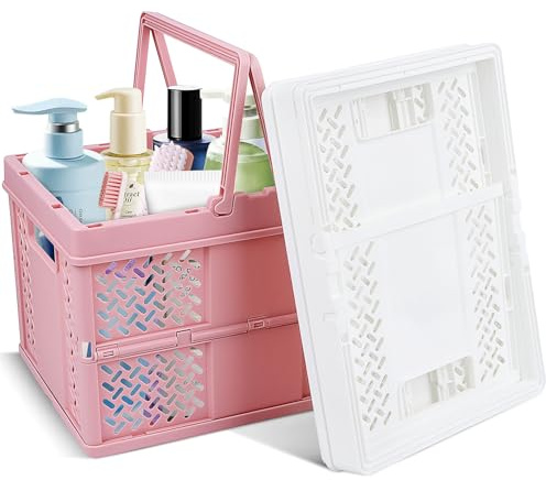 WDZGX Klappbox Klein Klappkorb Faltbar Klappkiste mit Henkel Faltbarer Bunt | Aufbewahrungskorb Klappkisten Stapelbar Aufbewahrungsbox Klappbar für Schrank Küche Arbeitszimmer Büro 2Stk 23.5x17x15cm