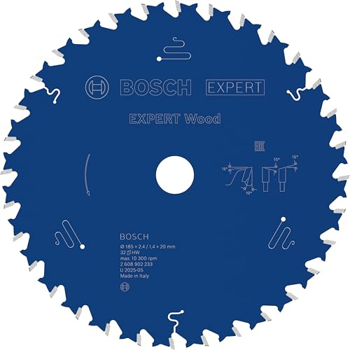 Bosch 1x EXPERT Wood Kreissägeblatt für Handkreissägen (für Weichholz, Hartholz, Ø mm, Professional Zubehör kabelgebundene Handkreissägen)
