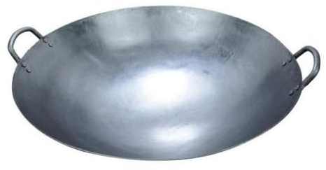 Aioneer Traditional Hand-Forged Cast Iron Wok – Old-Fashioned Binaural Frying Pan, Non-Coated Chef'S Wok For Home & Restaurant Cooking, Riveted Handles-One Color-50cm