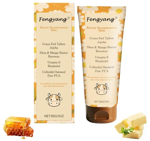 Fengyang® Rindertalg-Hautcreme, Bio-Sheabuttercreme, 100% GrasgefüTtertes Rindertalg und Honigbalsam, Schnell Absorbierend für Empfindliche, Trockene Haut