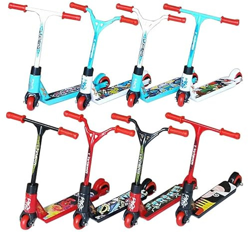 Sixfox 8er-Set Mini Finger Roller Finger Scooter Set Scooter Finger Skateboard Pädagogische Bike Miniatur Trick Roller Finger Skateboard Training Requisiten